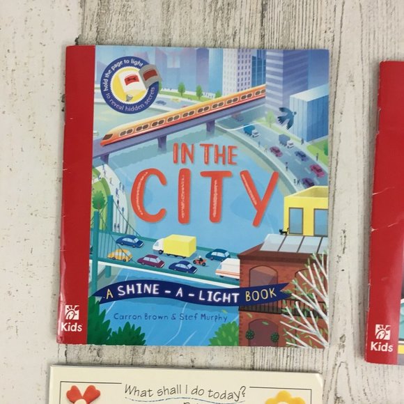 Lot 4 Chick-fil-a Usborne Books Kids Shine-a-Light City Train Science with Air - Picture 2 of 10
